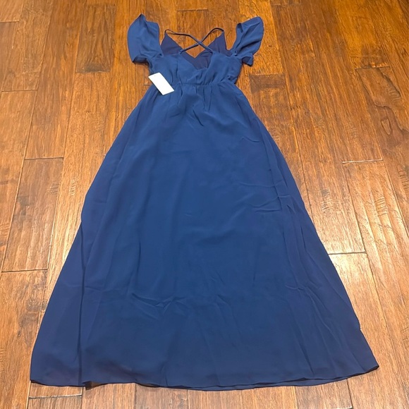 NWT! TOBI XS Elegant Navy Long Blue Maxi Dress - Picture 2 of 14